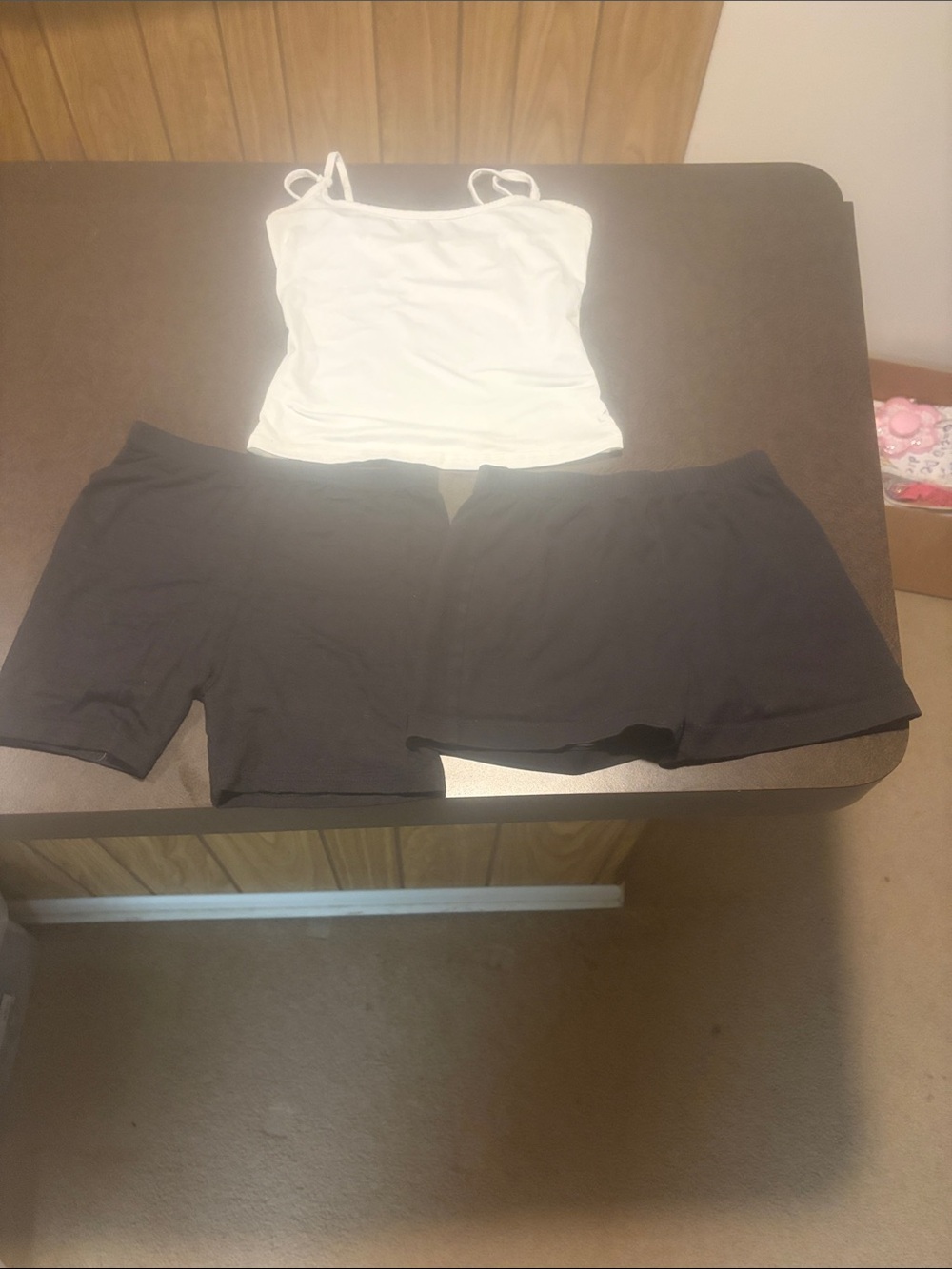 SHEIN White Camisole with Black Shorts Matching Set